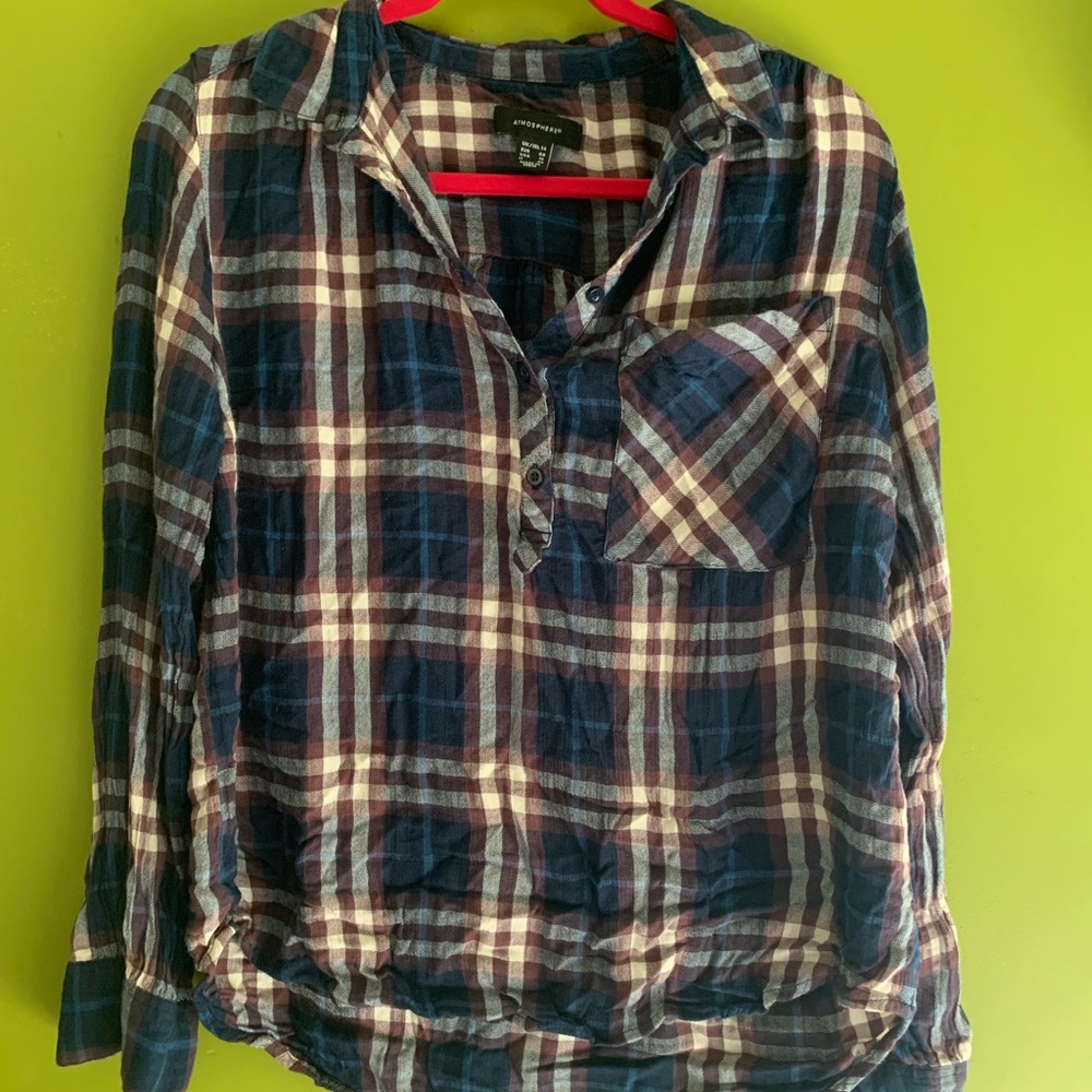 Atmosphere Navy & Purple Plaid Shirt 10